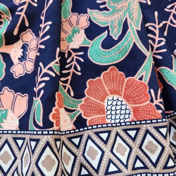 Band Of Gypsies Floral Bustier Mini Dress Navy Coral Boho Cottagecore Cute - Picture 6 of 12